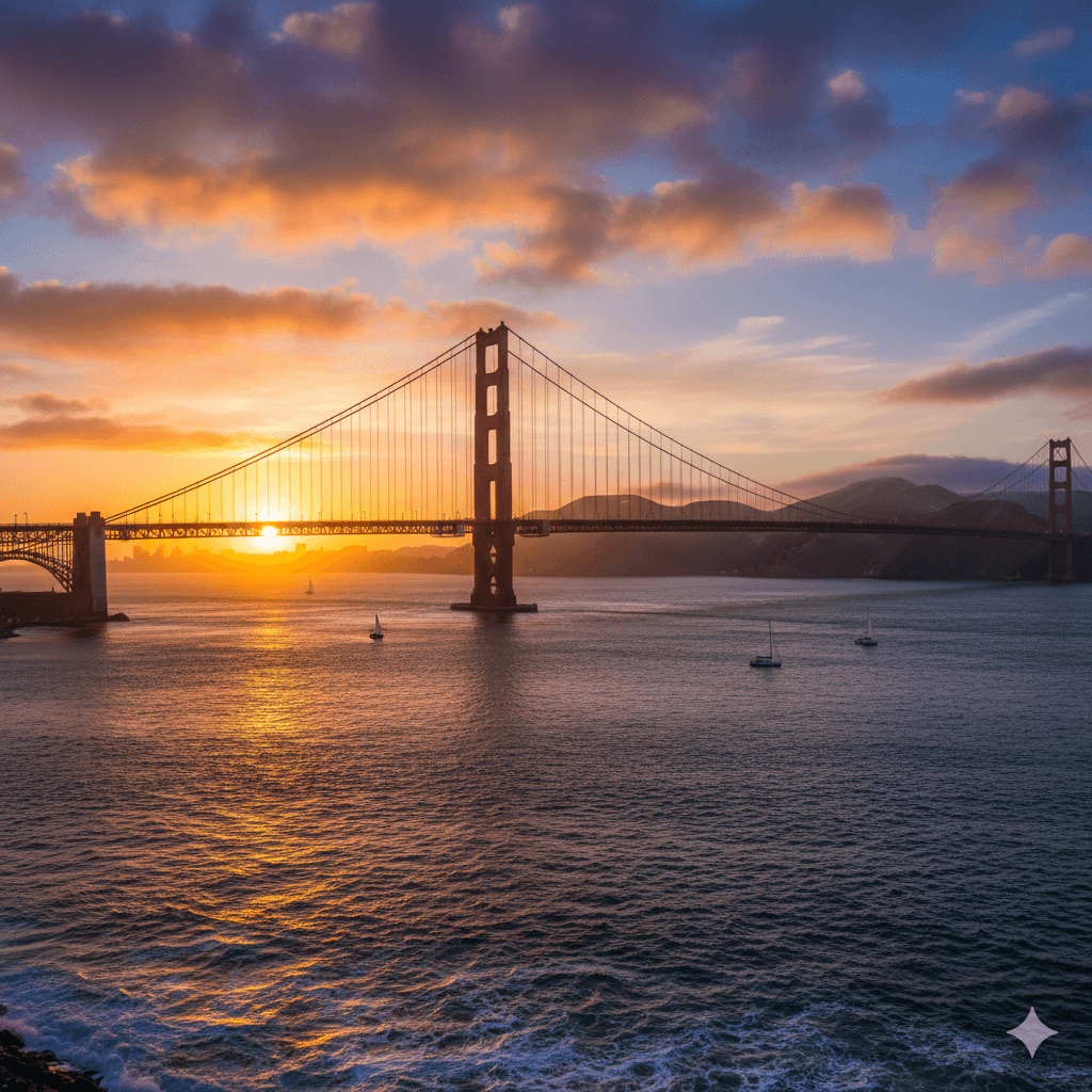 Golden Gate Bridge at sunset
